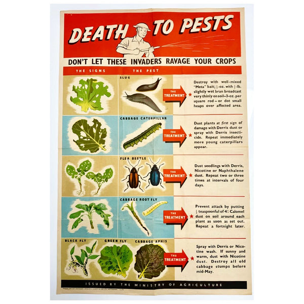 Ministry of Agriculture and Fisheries, Death to Pests Poster, 1951