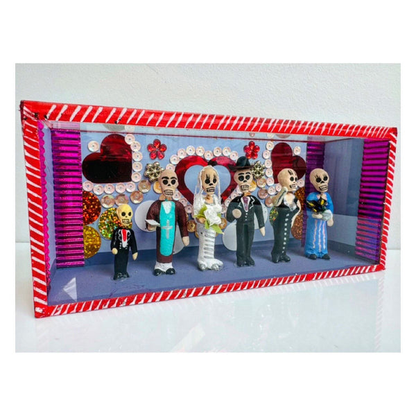 Day of the Dead Wedding Diorama, Handmade in Mexico 