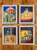 Set of Four Framed Bookplates from The Circus Book, 1940s