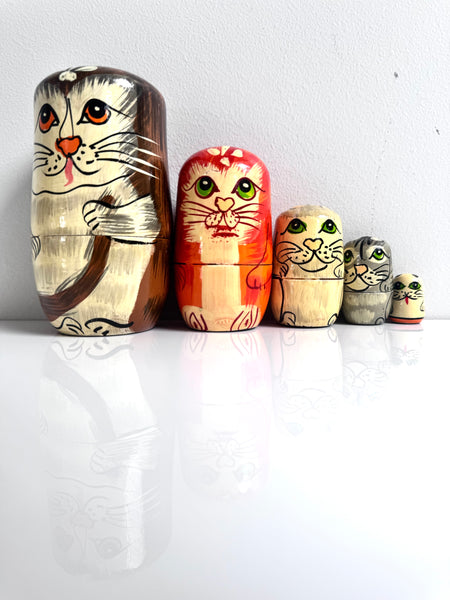 Vintage Cat Stacking Dolls, 1970s