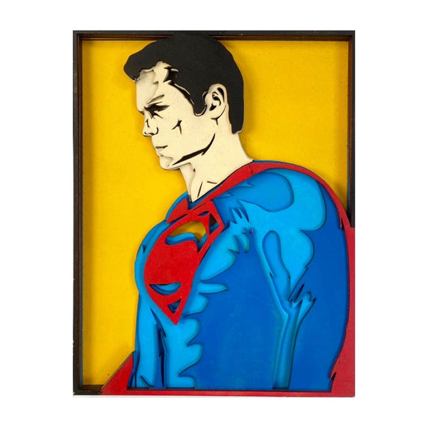 3D Superman Artwork, Made From Laser-Cut Wood