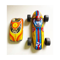 Set of Two Tinplate Racing Cars, 1960s-1970s