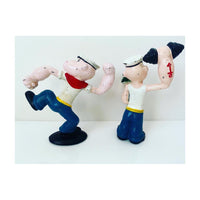 Pair of Cast Iron Popeye Figurines, 1980s